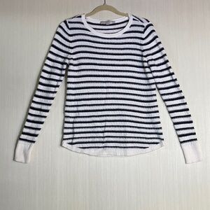 Loft Women's‎ Sweater Sz S Black White Striped Long Sleeve Crew Neck